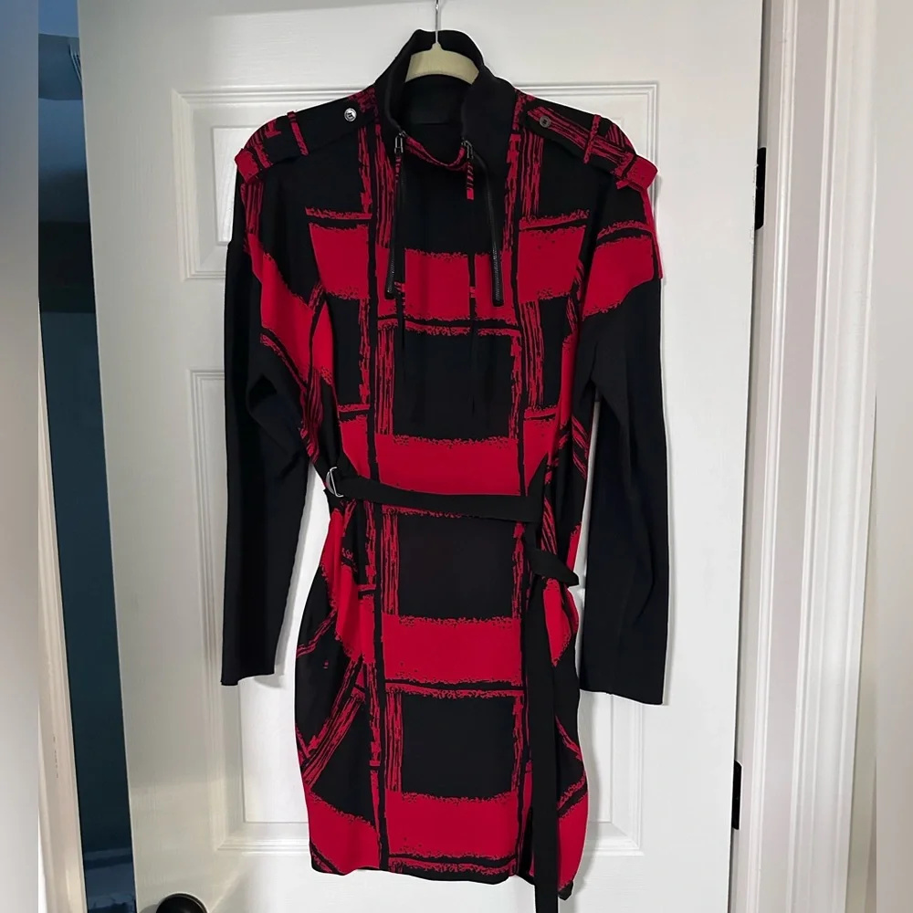 EUC! L.A.M.B. by Gwen Stefani Black & Red Graphic Dress, size L - Picture 1 of 10